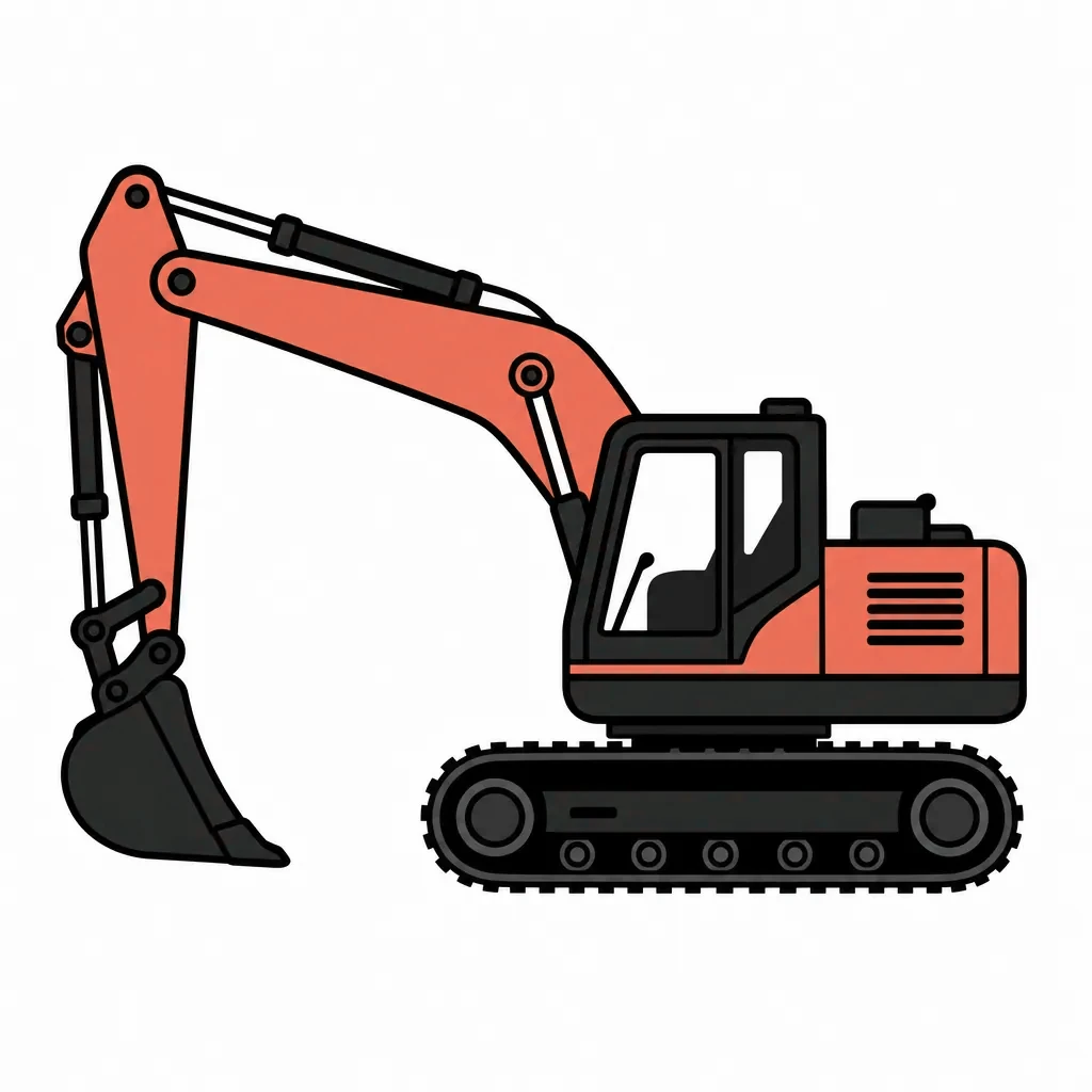Green tracked excavator icon representing site preparation and grading